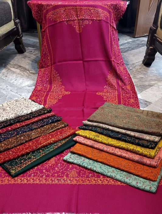 Classic Kashmiri Needle Embroidery Shawl