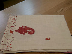 Light Brown Pashmina Shawl with Red Design