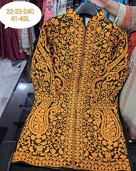 Kashmiri Silk Long Coat with Aari Work & All Over Jaal Embroidery