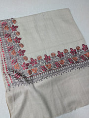 Kashmiri Pashmina Shawl | 4-Side Aari Embroidered Border