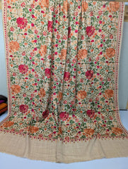 Traditional Kashmiri Pashmina Shawl | All Over Jaal Aari Embroidery | Soft & Elegant