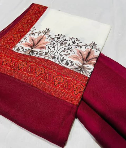 Luxury Pashmina Jamawar Shawl – 4 Side Border with Elegant Embroidered Pallu