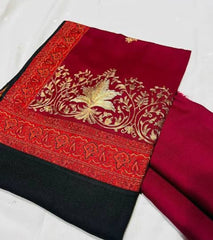 Luxury Pashmina Jamawar Shawl – 4 Side Border with Elegant Embroidered Pallu