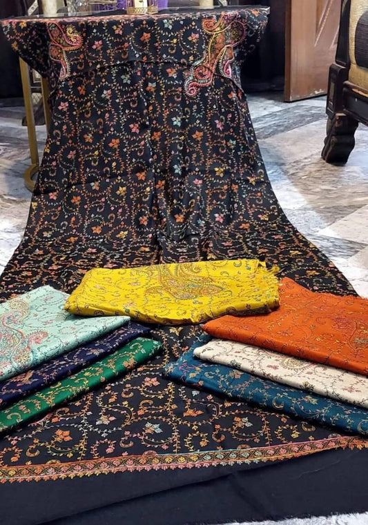 Classic Kashmiri Needle Embroidery Shawl