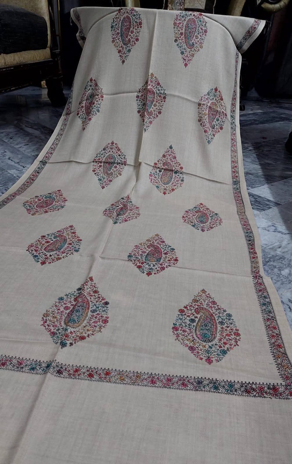 Classic Kashmiri Needle Embroidery Shawl