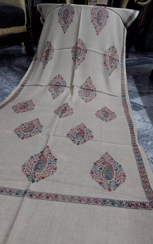 Classic Kashmiri Needle Embroidery Shawl