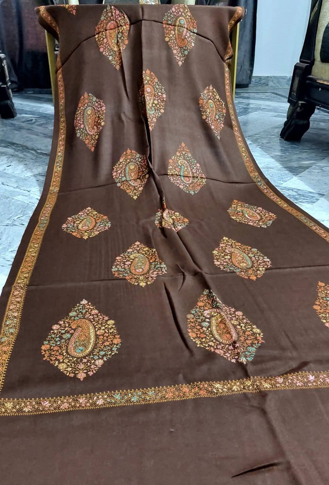 Classic Kashmiri Needle Embroidery Shawl