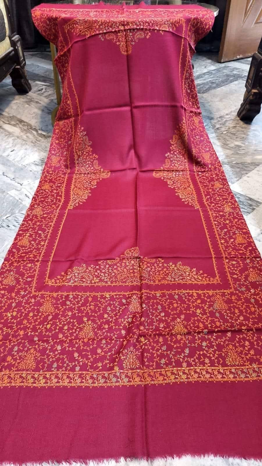 Classic Kashmiri Needle Embroidery Shawl