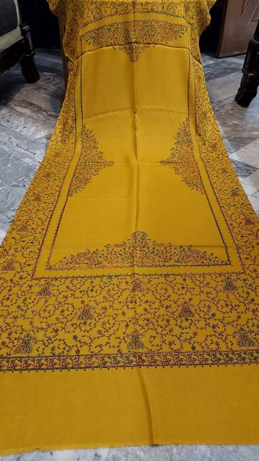 Classic Kashmiri Needle Embroidery Shawl