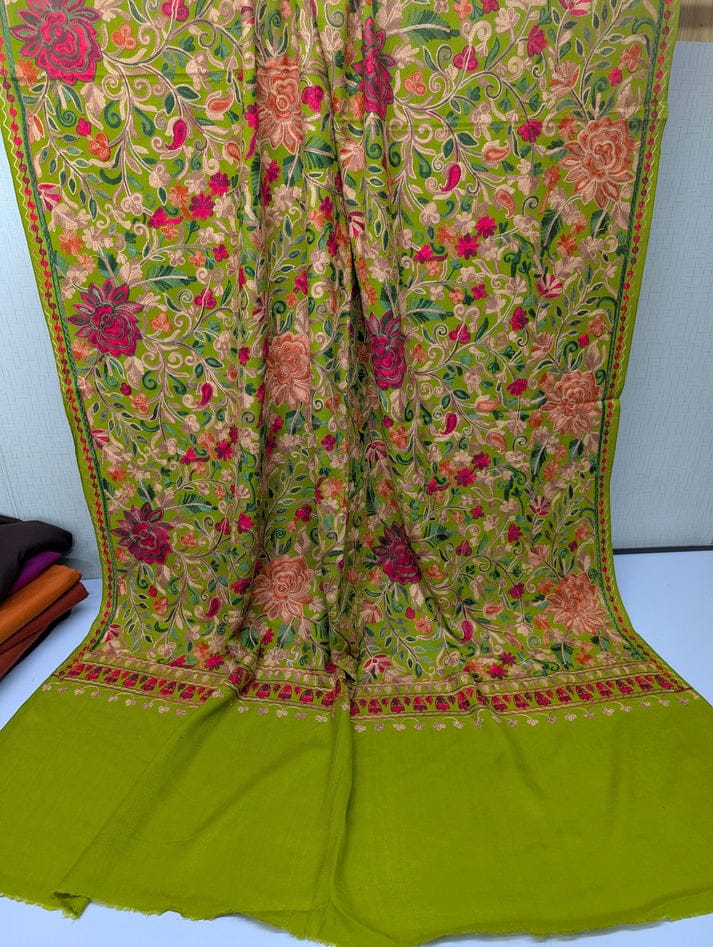 Luxury Handcrafted Pashmina Shawl – Aari Work & Allover Jaal Embroidery