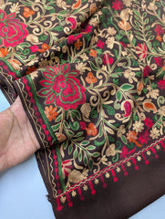 Luxury Handcrafted Pashmina Shawl – Aari Work & Allover Jaal Embroidery