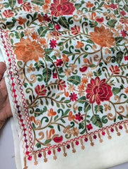Luxury Handcrafted Pashmina Shawl – Aari Work & Allover Jaal Embroidery