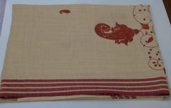 Light Brown Pashmina Shawl with Red Design