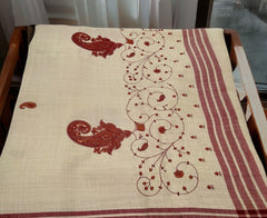 Light Brown Pashmina Shawl with Red Design