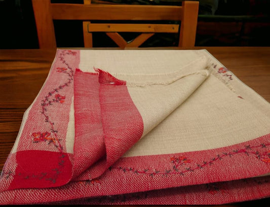 Light Brown Pashmina Shawl with Red Design
