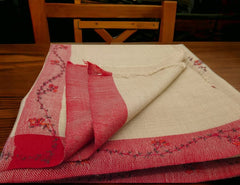 Light Brown Pashmina Shawl with Red Design