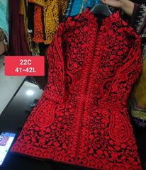 Kashmiri Silk Long Coat with Aari Work & All Over Jaal Embroidery