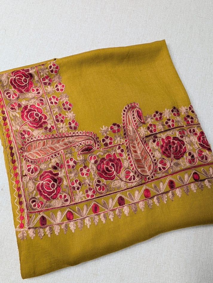 Kashmiri Pashmina Shawl | 4-Side Aari Embroidered Border