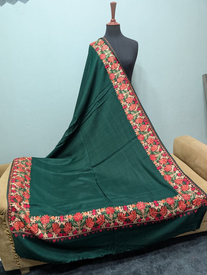 Kashmiri Pashmina Shawl | 4-Side Aari Embroidered Border