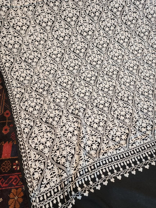 Traditional Kashmiri Pashmina Shawl | All Over Jaal Aari Embroidery | Soft & Elegant