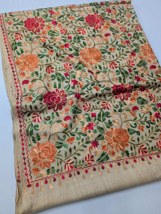 Traditional Kashmiri Pashmina Shawl | All Over Jaal Aari Embroidery | Soft & Elegant