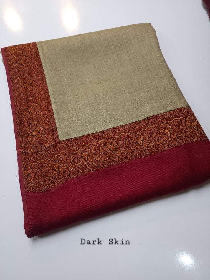 Plain wool shawl with Kani border