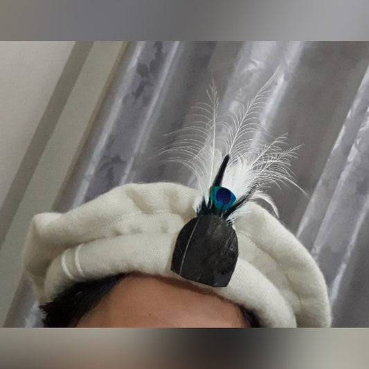 Traditional Chitrali Pakol with Feather – Handmade Wool Cap
