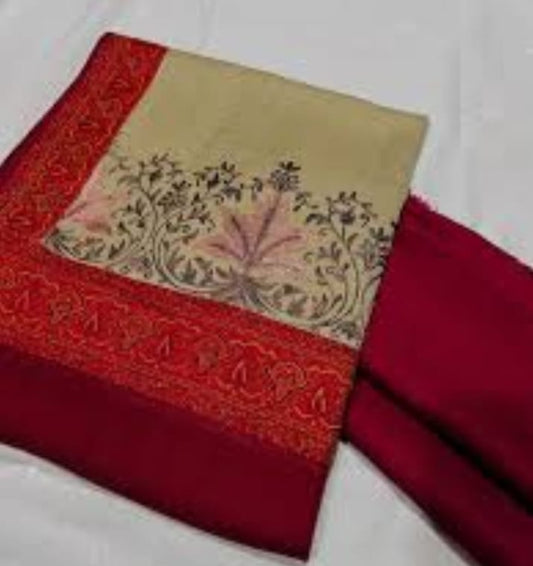 Luxury Pashmina Jamawar Shawl – 4 Side Border with Elegant Embroidered Pallu