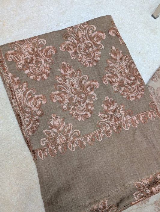 Traditional Kashmiri Pashmina Shawl | All Over Jaal Aari Embroidery | Soft & Elegant